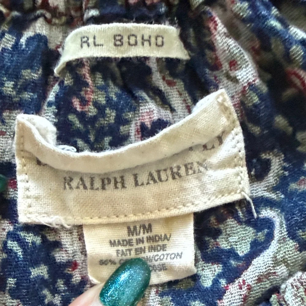 Denim & Supply Ralph Lauren Blue and Pink Paisley Blouse - Picture 2 of 5